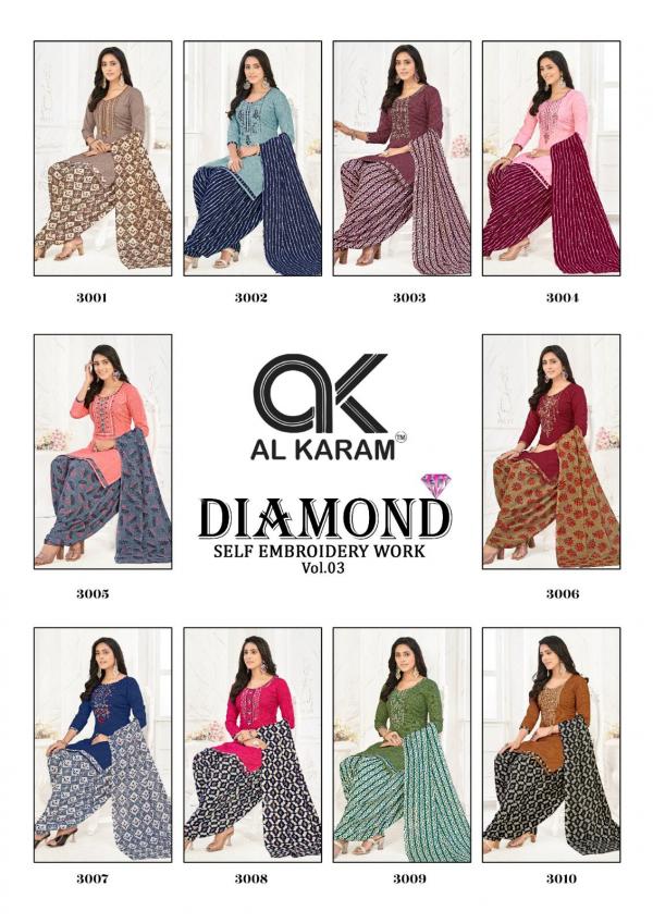 Al karam Diamond Vol-3 Soft Cotton Designer Dress Material